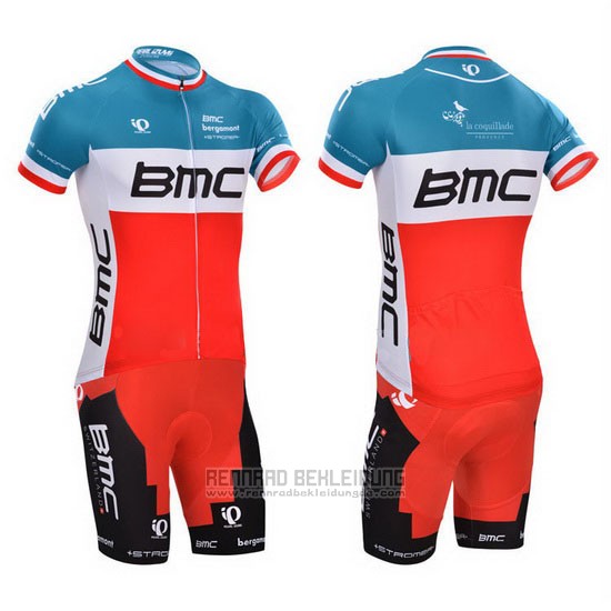 2014 Fahrradbekleidung BMC Champion Italien Blau und Orange Trikot Kurzarm und Tragerhose